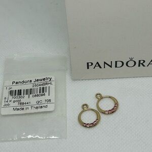 Pandora 14KGold and Pink Rhodolite faceted Earrings